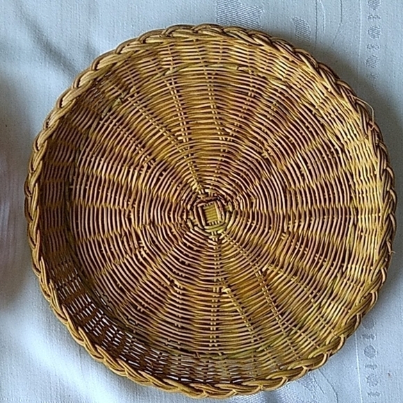 BUNDLE of 4 Flat Woven Boho Baskets Home Decor - Picture 2 of 7